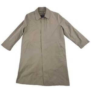 Roundtree & Yorke Mens Large 48 Coat Tan Trench Rain Jacket London Fog Liner